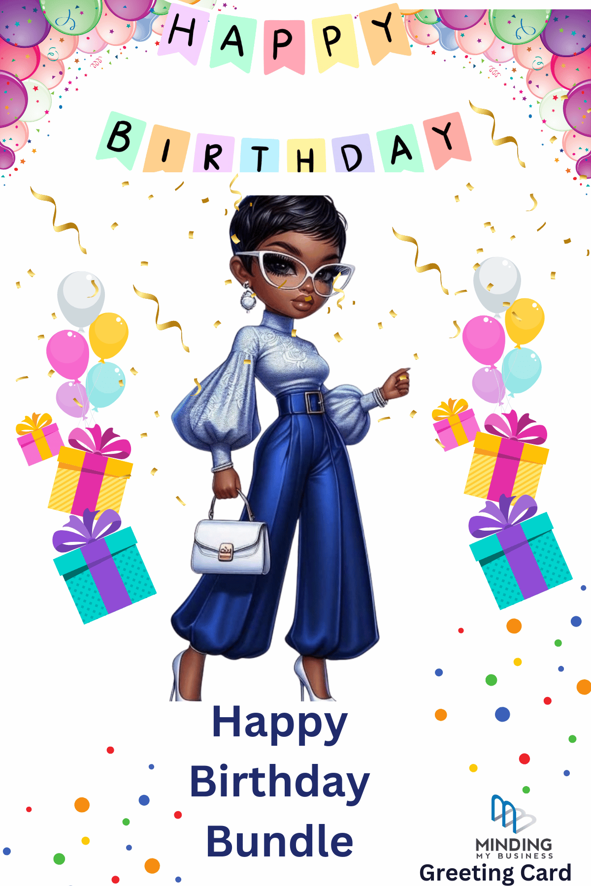 Birthday Bundle - 5 digital downloadable greeting cards for women